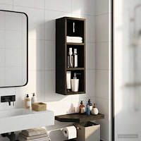 vidaXL Badrumsväggskåp Svart Ek 20 x 16 x 62,5 cm Konstruerat trä