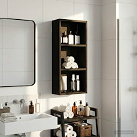 vidaXL Badrumsväggskåp Svart Ek 30 x 14 x 70 cm Konstruerat trä