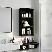 vidaXL Badrumsväggskåp Svart Ek 30 x 16 x 62,5 cm Konstruerat trä