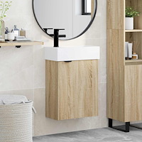 vidaXL Badrumsspegel med kran Sonoma-ek 45,5 x 22,5 x 84 cm