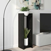 vidaXL Växtställ med hylla Svart Ek 30 x 30 x 100 cm Konstruerat trä