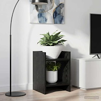 vidaXL Växtställ med hylla Svart Ek 30 x 30 x 40 cm Konstruerat trä