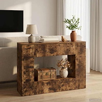 vidaXL Konsolbord Randig Rökt Ek 101 x 29 x 74 cm Konstruerat trä