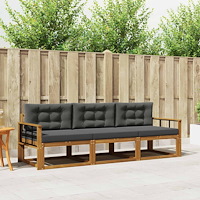 vidaXL Utomhussoffset med kudde 3 pcs Naturlig och Antracit