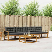 vidaXL Utomhussoffset med kudde 5 pcs Naturlig och Antracit