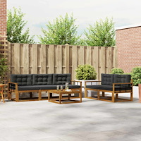 vidaXL Utomhussoffset med kudde 6 pcs Naturlig och Antracit