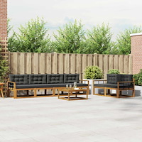 vidaXL Utomhussoffset med kudde 7 pcs Naturlig och Antracit