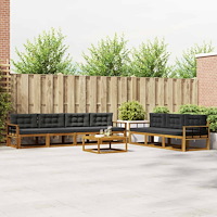 vidaXL Utomhussoffset med kudde 8 pcs Naturlig och Antracit