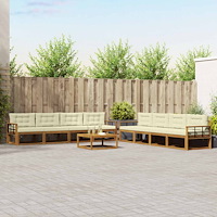 vidaXL Utomhussoffset med kudde 9 pcs Naturlig och Grädde