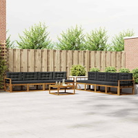 vidaXL Utomhussoffset med kudde 9 pcs Naturlig och Antracit