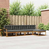 vidaXL Utomhussoffset med kudde 5 pcs Naturlig och Antracit