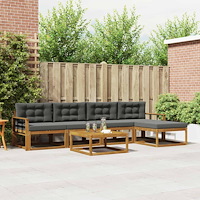 vidaXL Utomhussoffset med kudde 6 pcs Naturlig och Antracit