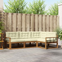 vidaXL Utomhussoffset med kudde 4 pcs Naturlig och Grädde