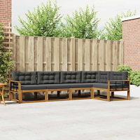 vidaXL Utomhussoffset med kudde 5 pcs Naturlig och Antracit