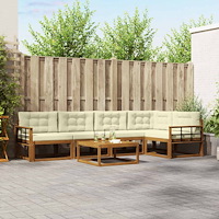 vidaXL Utomhussoffset med kudde 6 pcs Naturlig och Grädde