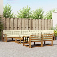 vidaXL Utomhussoffset med kudde 9 pcs Naturlig och Grädde