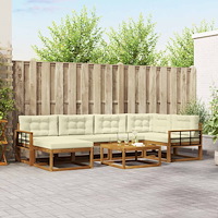vidaXL Utomhussoffset med kudde 7 pcs Naturlig och Grädde