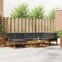 vidaXL Utomhussoffset med kudde 7 pcs Naturlig och Antracit