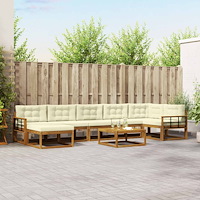 vidaXL Utomhussoffset med kudde 8 pcs Naturlig och Grädde