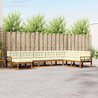 vidaXL Utomhussoffset med kudde 8 pcs Naturlig och Grädde