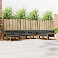 vidaXL Utomhussoffset med kudde 8 pcs Naturlig och Antracit