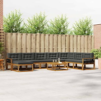 vidaXL Utomhussoffset med kudde 9 pcs Naturlig och Antracit