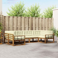 vidaXL Utomhussoffset med kudde 6 pcs Naturlig och Grädde