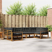 vidaXL Utomhussoffset med kudde 6 pcs Naturlig och Antracit