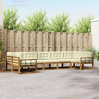 vidaXL Utomhussoffset med kudde 7 pcs Naturlig och Grädde