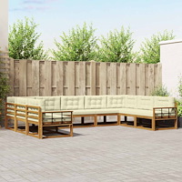 vidaXL Utomhussoffset med kudde 9 pcs Naturlig och Grädde