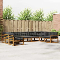 vidaXL Utomhussoffset med kudde 9 pcs Naturlig och Antracit