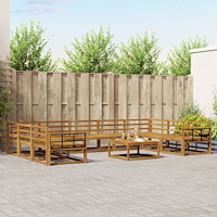 vidaXL Utomhussoffset 10 pcs Naturfärg Massivt Akaciaträ