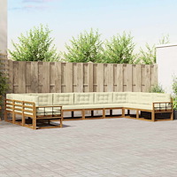 vidaXL Utomhussoffset med kudde 10 pcs Naturlig och Grädde