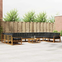 vidaXL Utomhussoffset med kudde 11 pcs Naturlig och Antracit