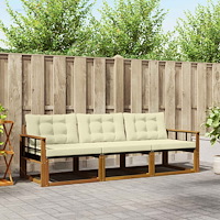 vidaXL Utomhussoffset med kudde 3 pcs Naturlig och Grädde