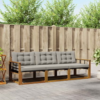 vidaXL Utomhussoffset med kudde 3 pcs Naturlig och Ljus Grå