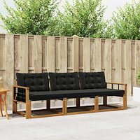 vidaXL Utomhussoffset med kudde 3 pcs Naturlig och svart