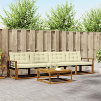 vidaXL Utomhussoffset med kudde 5 pcs Naturlig och Grädde