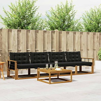 vidaXL Utomhussoffset med kudde 5 pcs Naturlig och svart