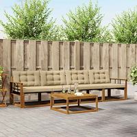vidaXL Utomhussoffset med kudde 5 pcs Naturlig och Beige