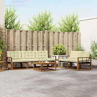 vidaXL Utomhussoffset med kudde 6 pcs Naturlig och Grädde