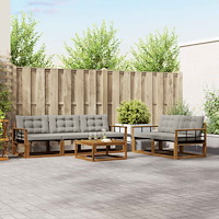 vidaXL Utomhussoffset med kudde 6 pcs Naturlig och Ljus Grå