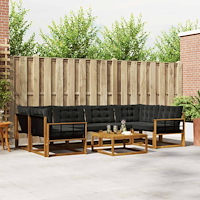 vidaXL Utomhussoffset med kudde 7 pcs Naturlig och svart