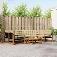 vidaXL Utomhussoffset med kudde 7 pcs Naturlig och Beige