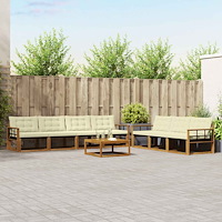 vidaXL Utomhussoffset med kudde 8 pcs Naturlig och Grädde