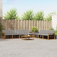 vidaXL Utomhussoffset med kudde 8 pcs Naturlig och Ljus Grå