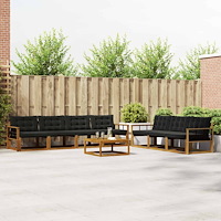 vidaXL Utomhussoffset med kudde 8 pcs Naturlig och svart