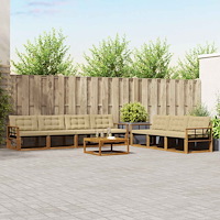vidaXL Utomhussoffset med kudde 8 pcs Naturlig och Beige