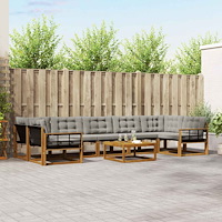 vidaXL Utomhussoffset med kudde 8 pcs Naturlig och Ljus Grå