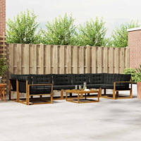 vidaXL Utomhussoffset med kudde 8 pcs Naturlig och svart